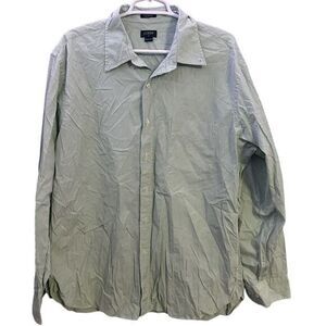 J.Crew Shirt Mens‎ XL 17 - 17.5 Striped Green Long Sleeve Dress Shirt Button Up